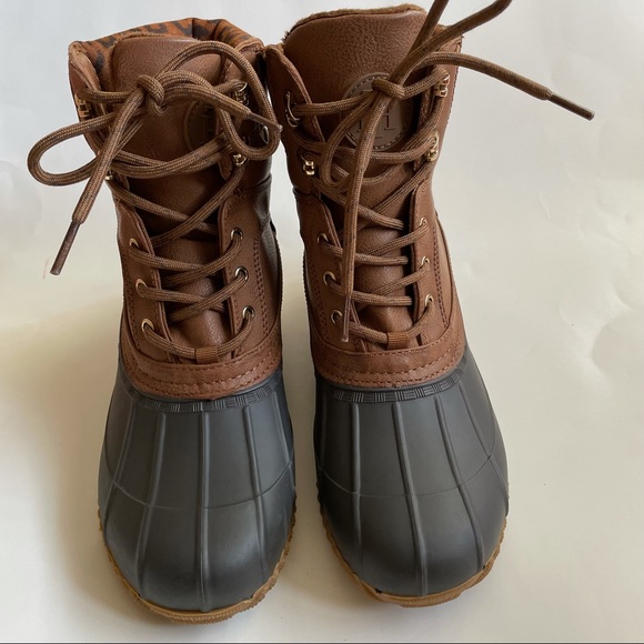 Tommy Hilfiger Reise leopard print high top duck rain boots 9 - Picture 5 of 14